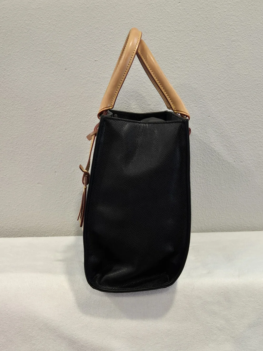Dooney & Bourke Janine Black Satchel with Tan Trim